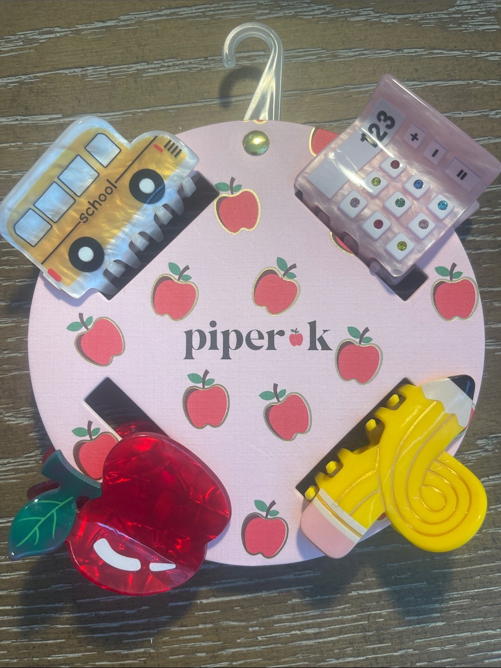 Piper K 🚌✏️🍎Back to School-Themed Hair Clip Set of 4 NWT